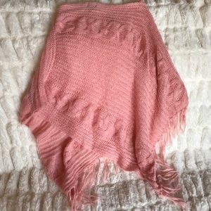 Knit Pink American Eagle Fringe Sweater Poncho!